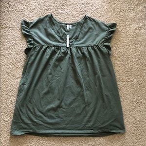 ASOS reversible dress with ruffle sleeve green 14